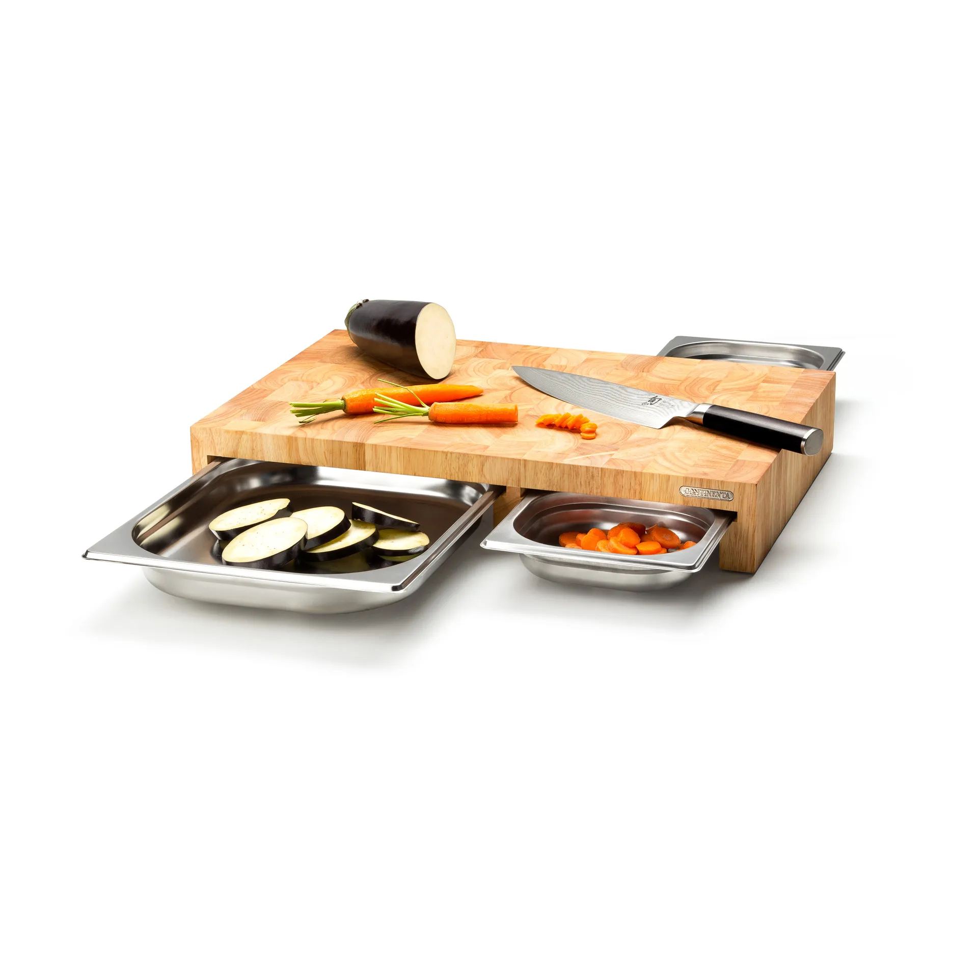 Cutting board rubber tree with 3 trays, 32x48 cm Continenta