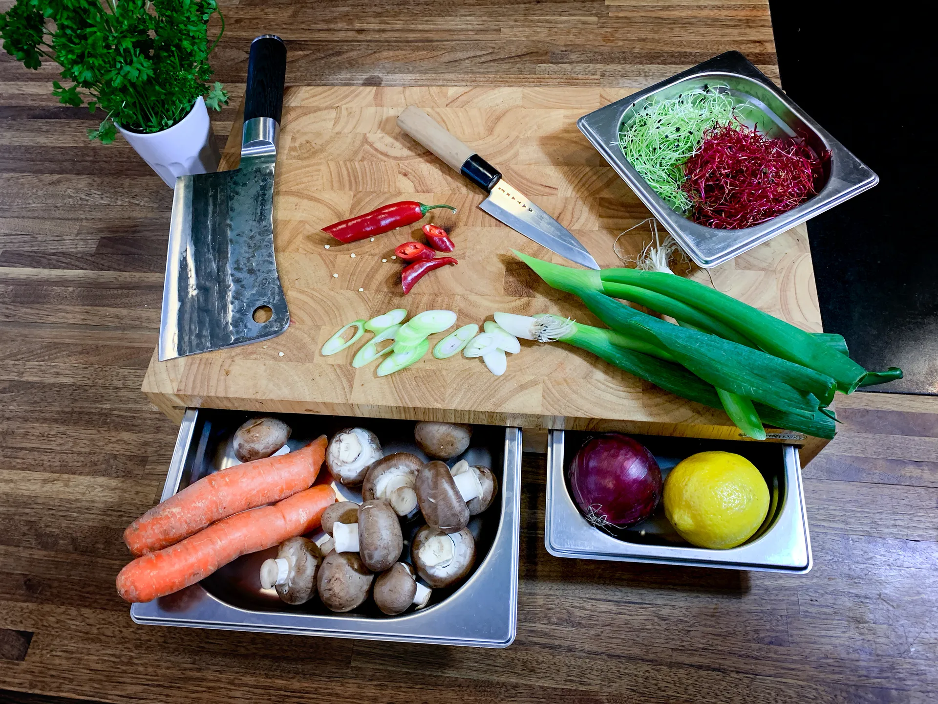 Cutting board rubber tree with 3 trays, 32x48 cm Continenta