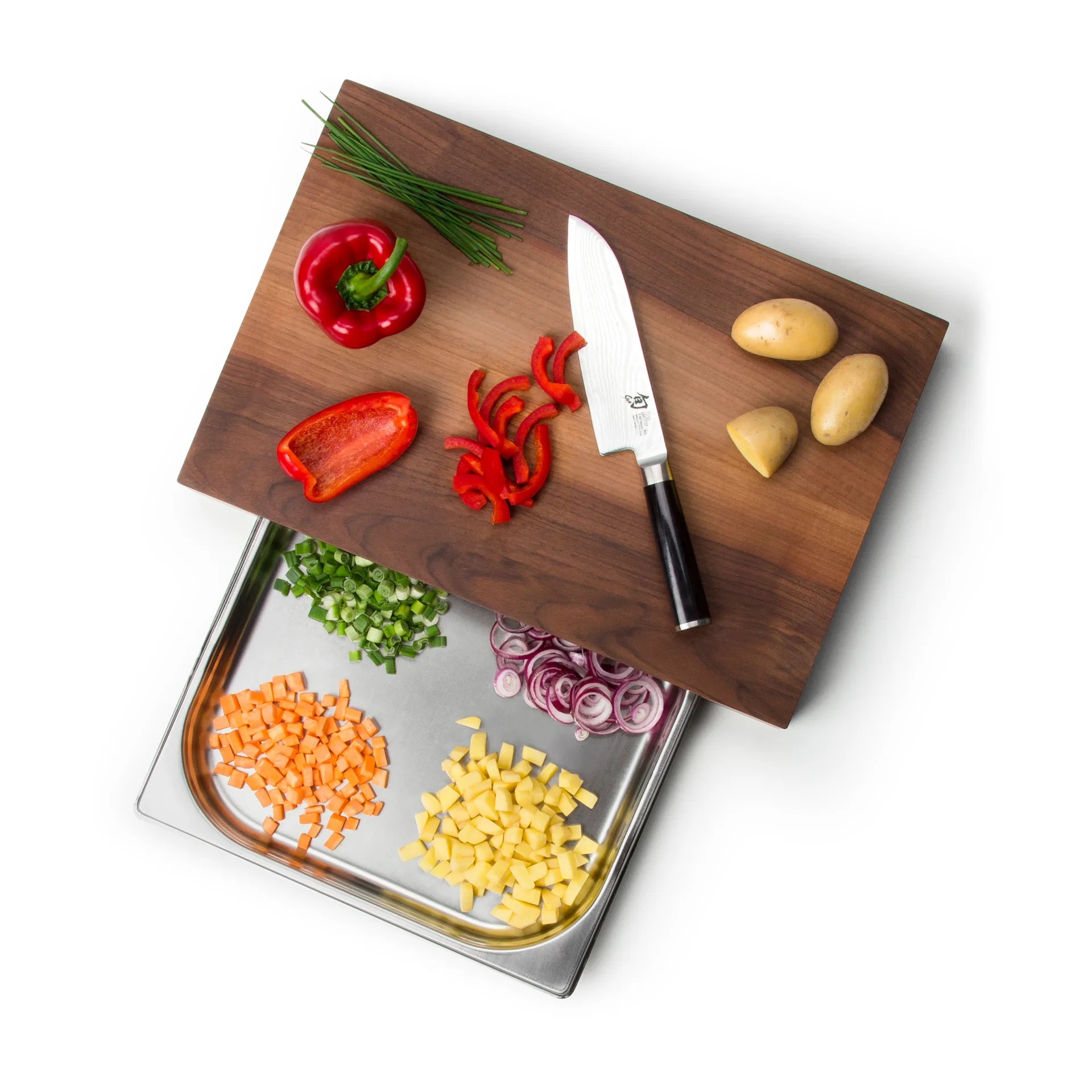 Cutting board walnut with 1 tray, 32x48 cm Continenta