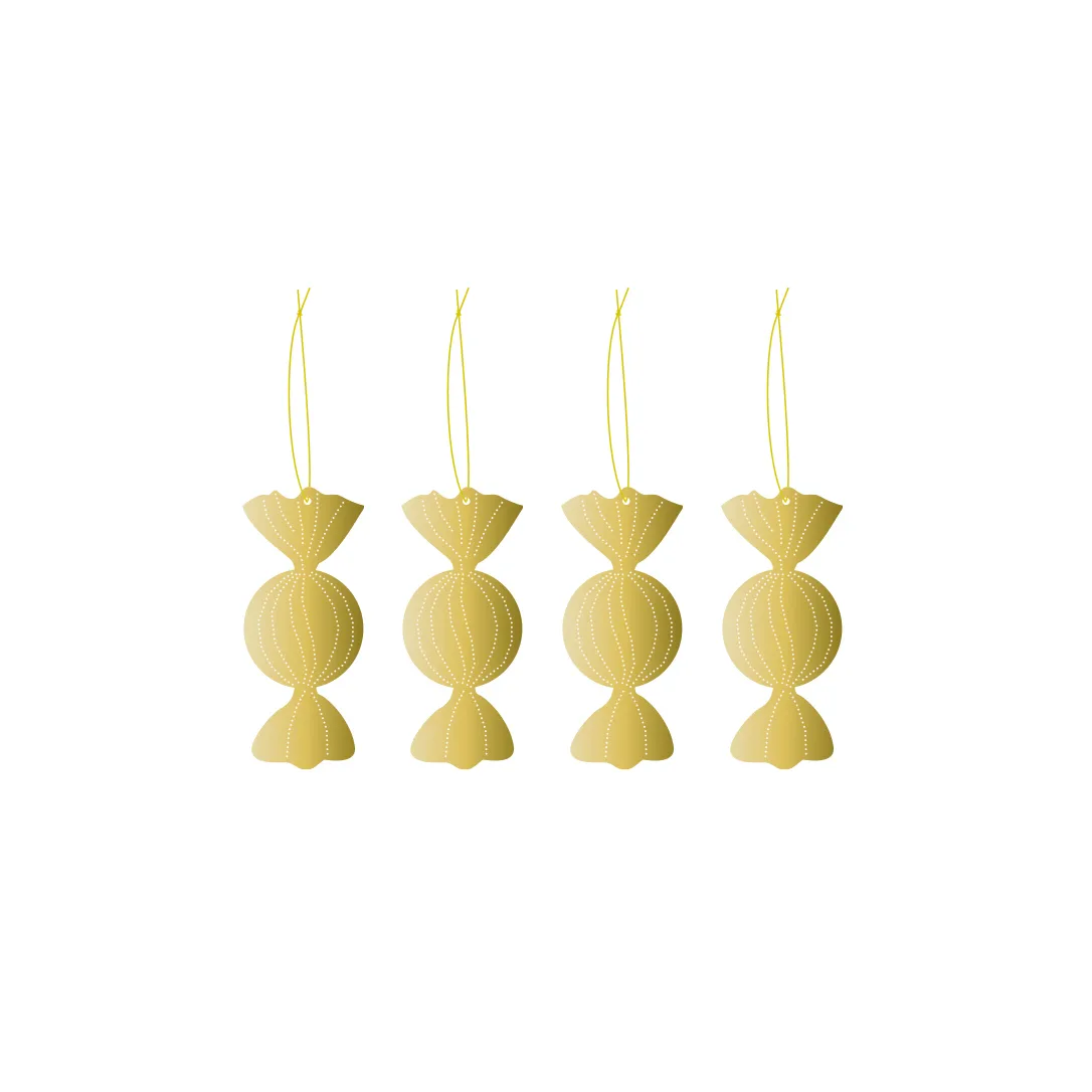 Cooee Design Cooee bauble brass 4-pack Caramel | Scandinavian Design | Christmas decorations | Gold-coloured