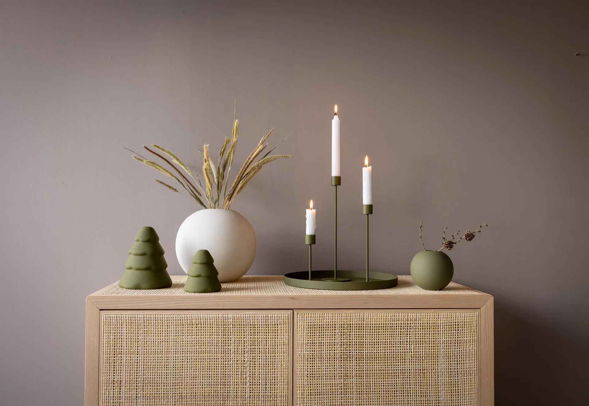 Cooee candle sticks 13 cm, Olive Cooee Design