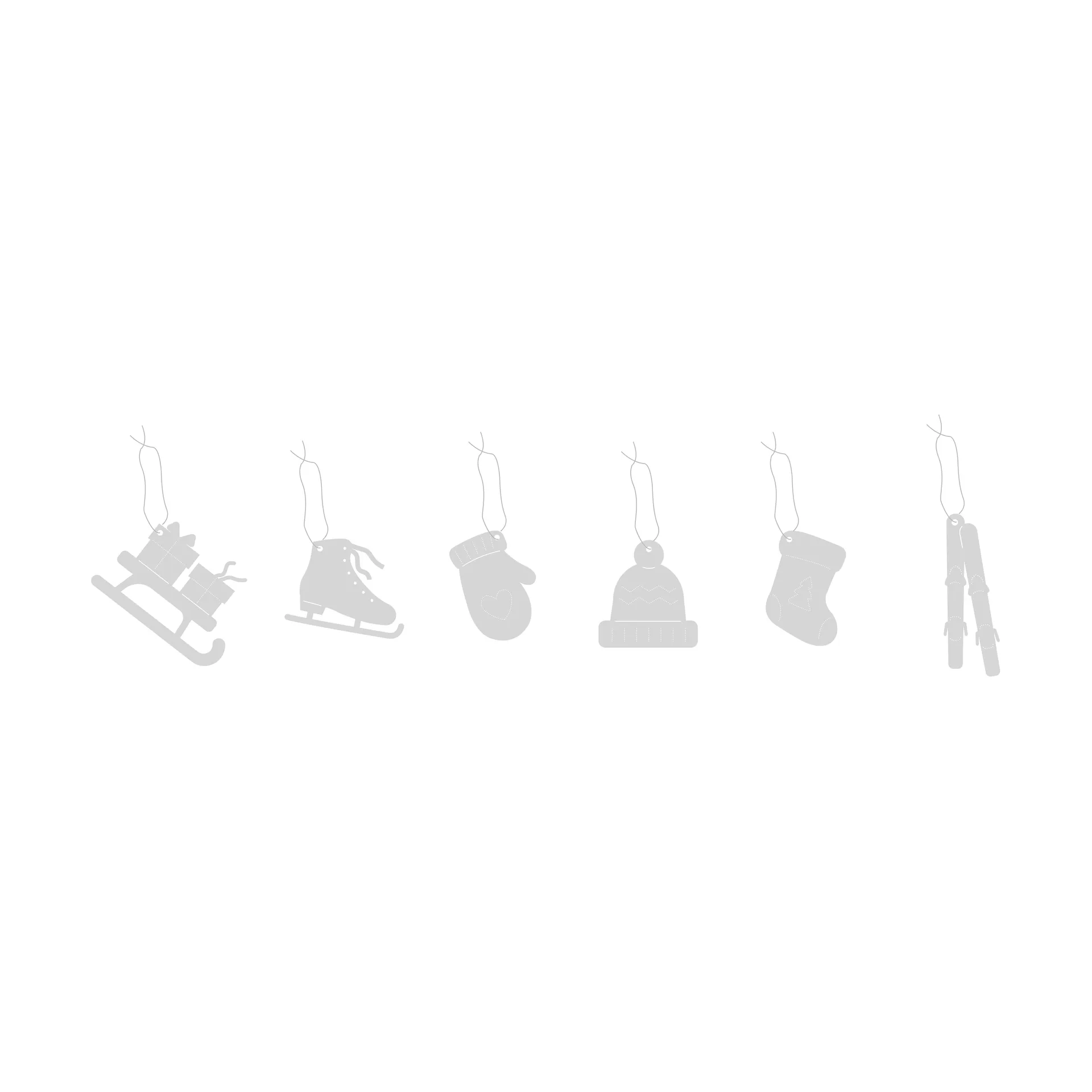 Deco Winter activities Christmas hanging ornaments 6 pieces, Stainless steel Cooee Design