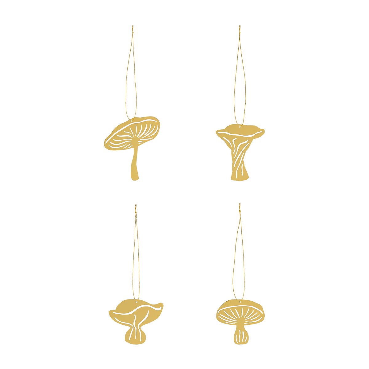 Cooee Design Fungi hanging decorations 4 pieces Brass