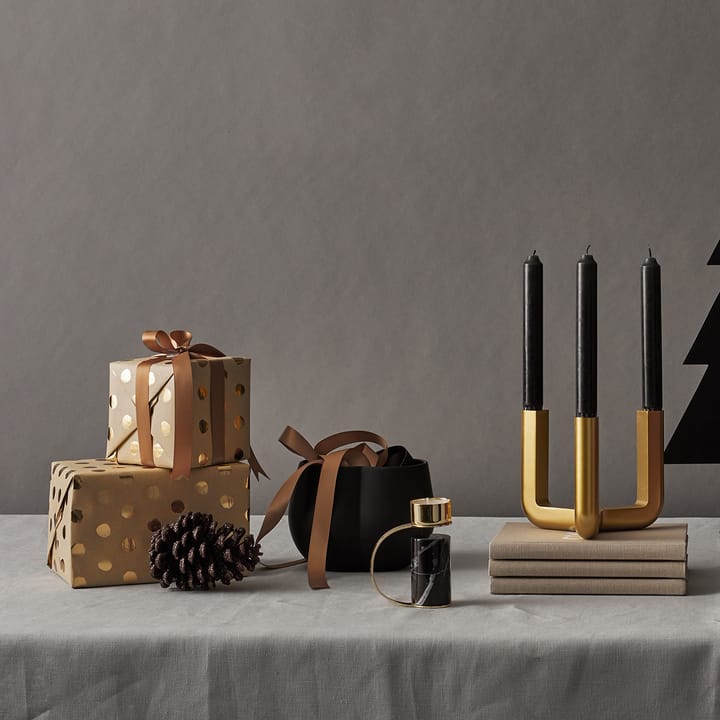 Heavy candle holder, nero marquina Cooee Design