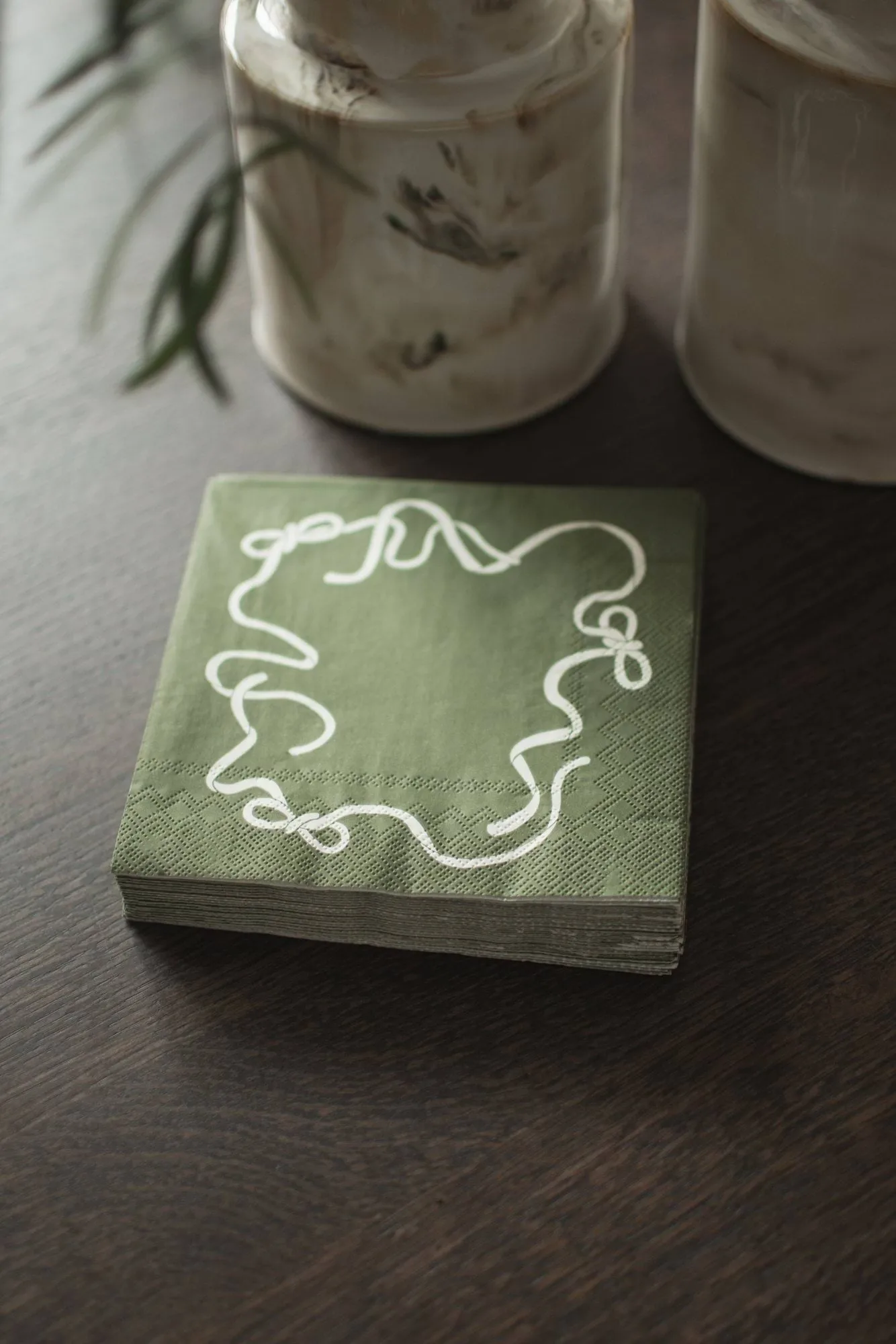 Bow paper napkin 33x33 cm 20-pack, Green DBKD