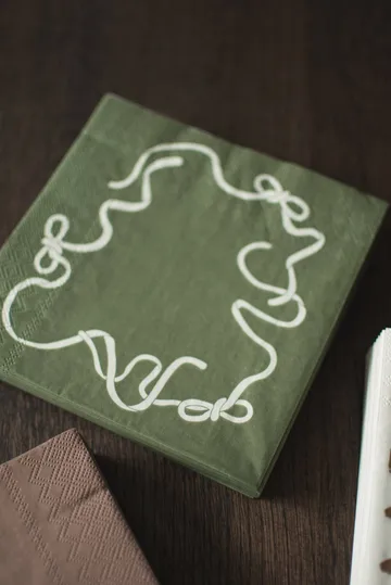 Bow paper napkin 33x33 cm 20-pack - Green - DBKD