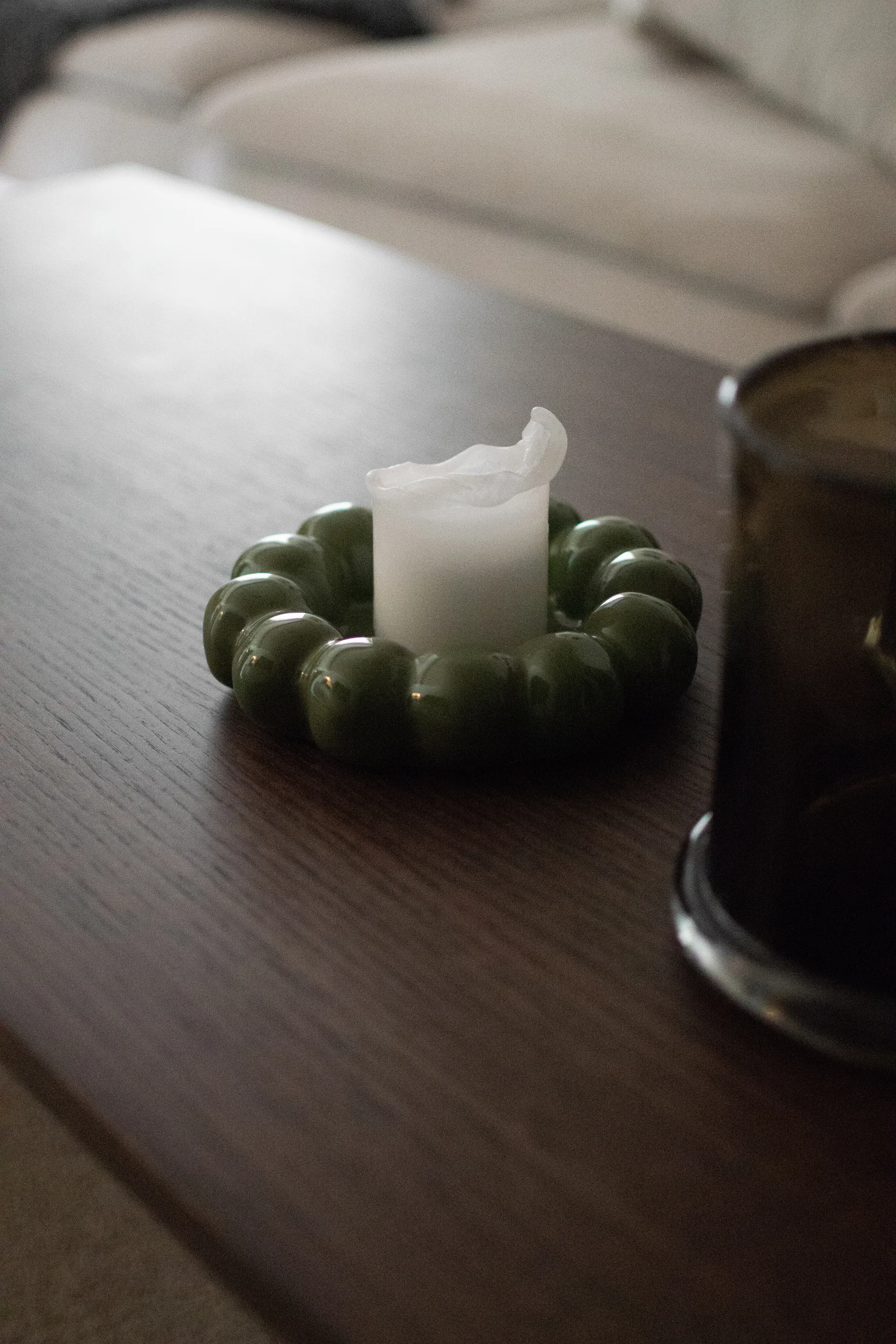 Bright candle tray Ø17 cm, Shiny green DBKD