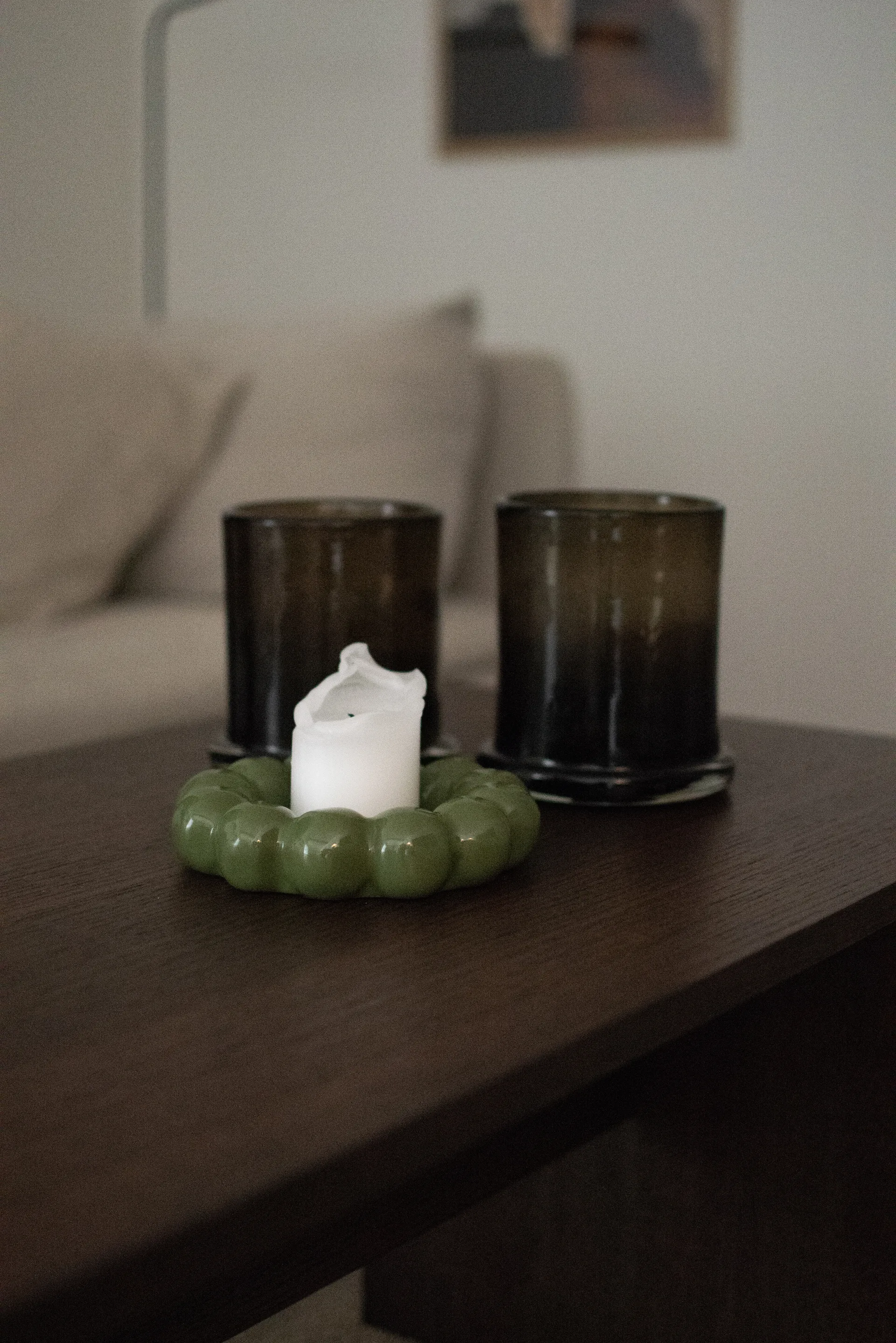 Bright candle tray Ø17 cm, Shiny green DBKD