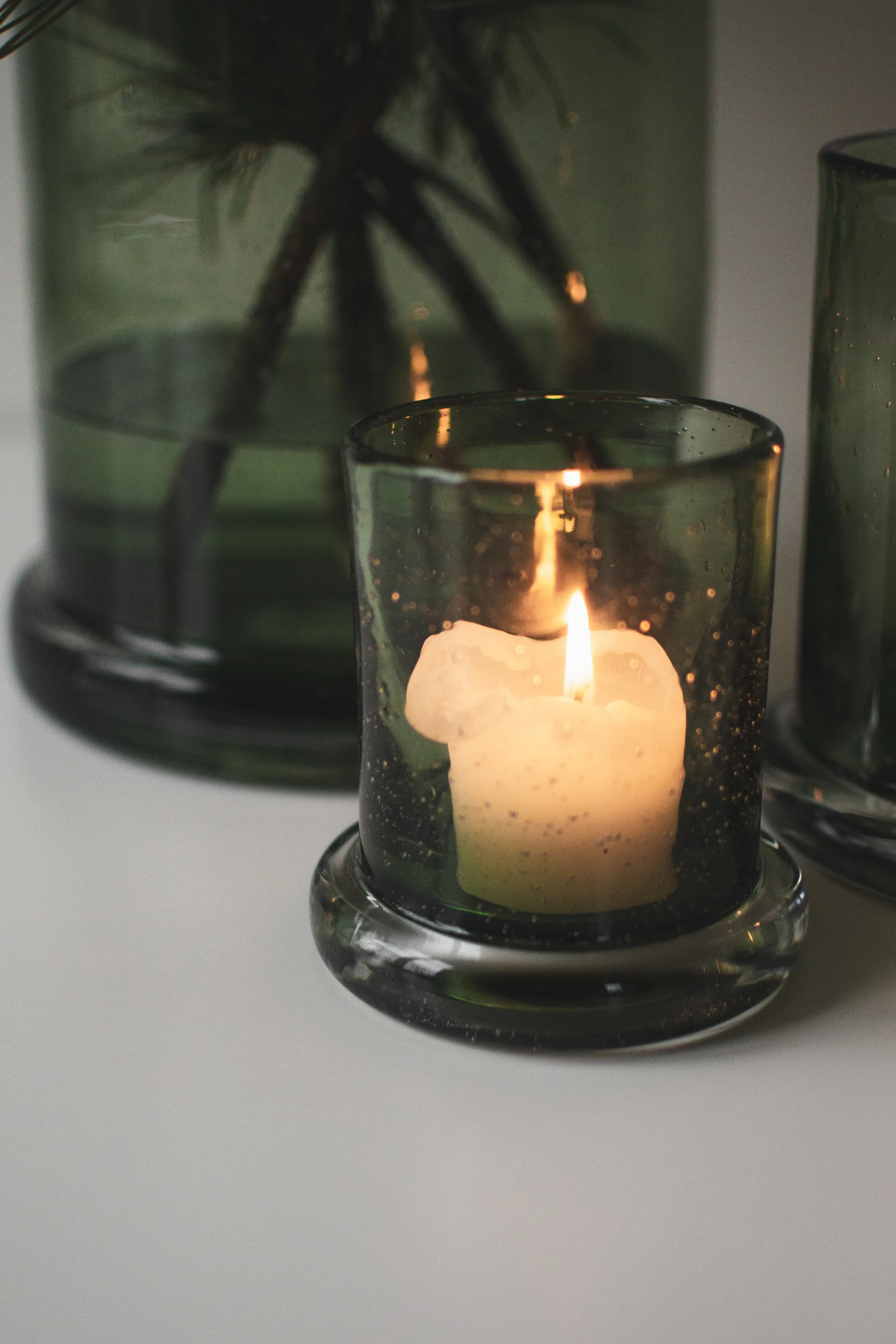 Bubble tealight holder Ø10 cm, Green DBKD