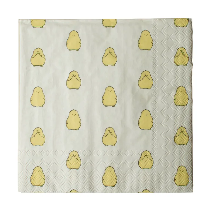 Chubby chicken paper napkins 20-pack - Yellow, 33x33 cm - DBKD