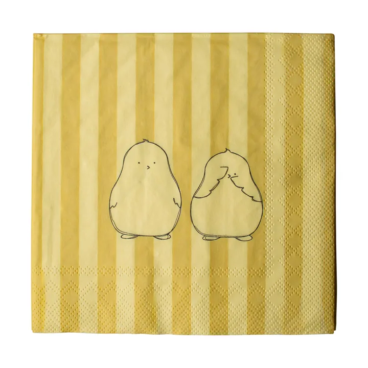 Chubby chicken stripe paper napkins 20-pack - Cream, 33x33 cm - DBKD