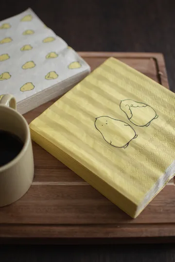 Chubby chicken stripe paper napkins 20-pack - Cream, 33x33 cm - DBKD