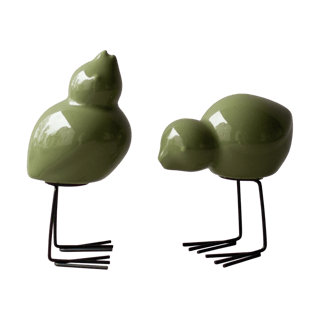 DBKD DBKD Swedish Birds Easter decoration 2-pack Shiny green