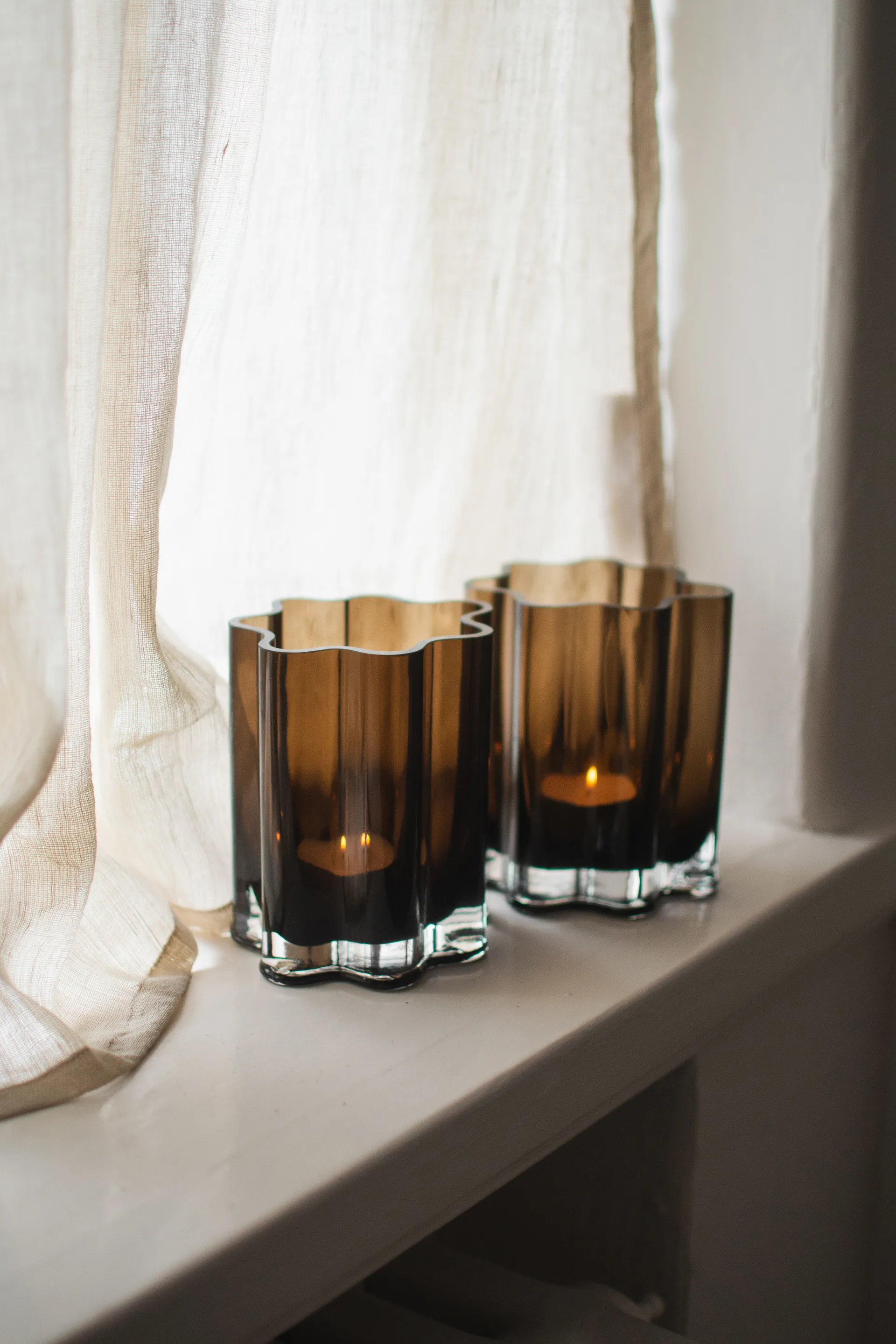 Filter candle holder, Brown, Ø11.5x13 cm DBKD