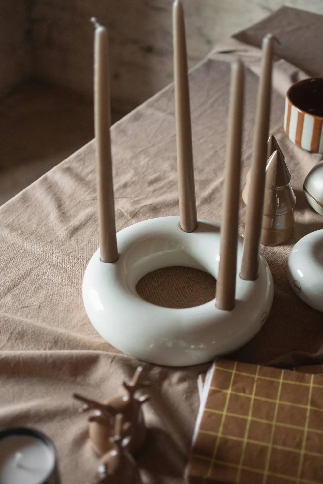 Float candle holder, Shiny cream DBKD