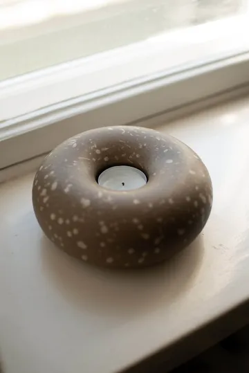 Float tealight holder - Brown dot - DBKD