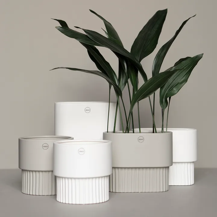 Front flower pot oval high, white