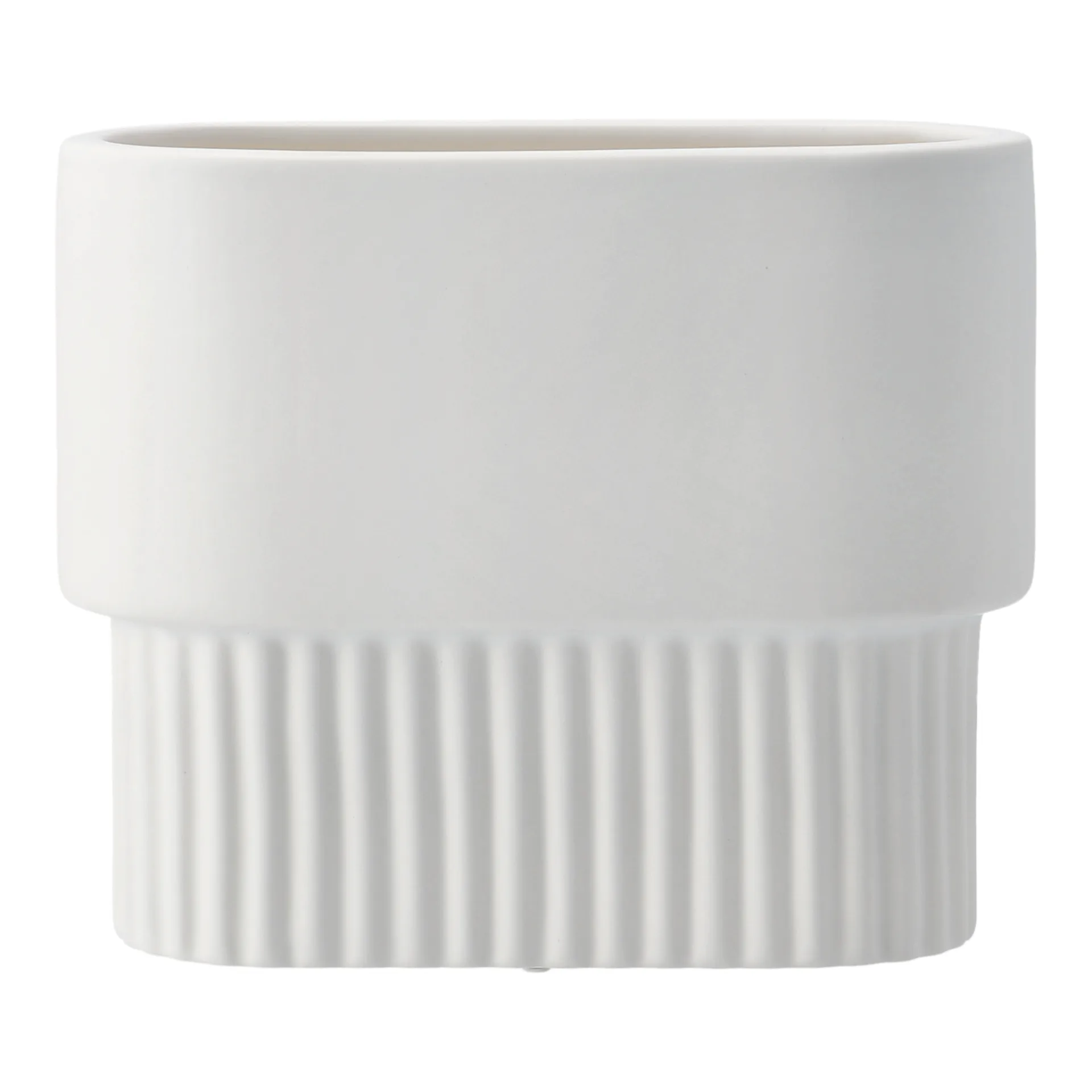 Front flower pot oval low, white DBKD