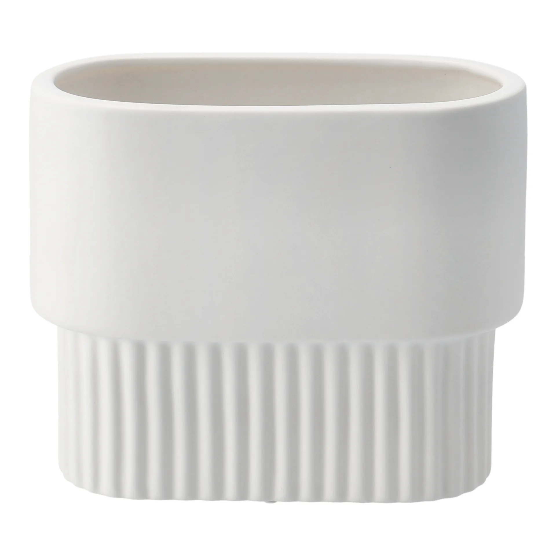 Front flower pot oval low, white DBKD