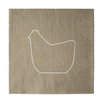 Happy hen paper napkin 33x33 cm 20-pack - Brown - DBKD