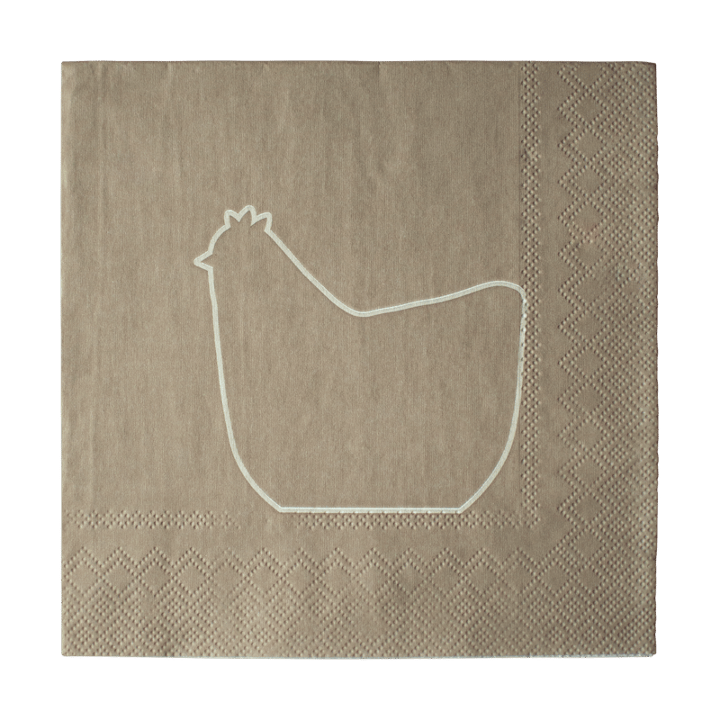 DBKD Happy hen paper napkin 33x33 cm 20-pack Brown