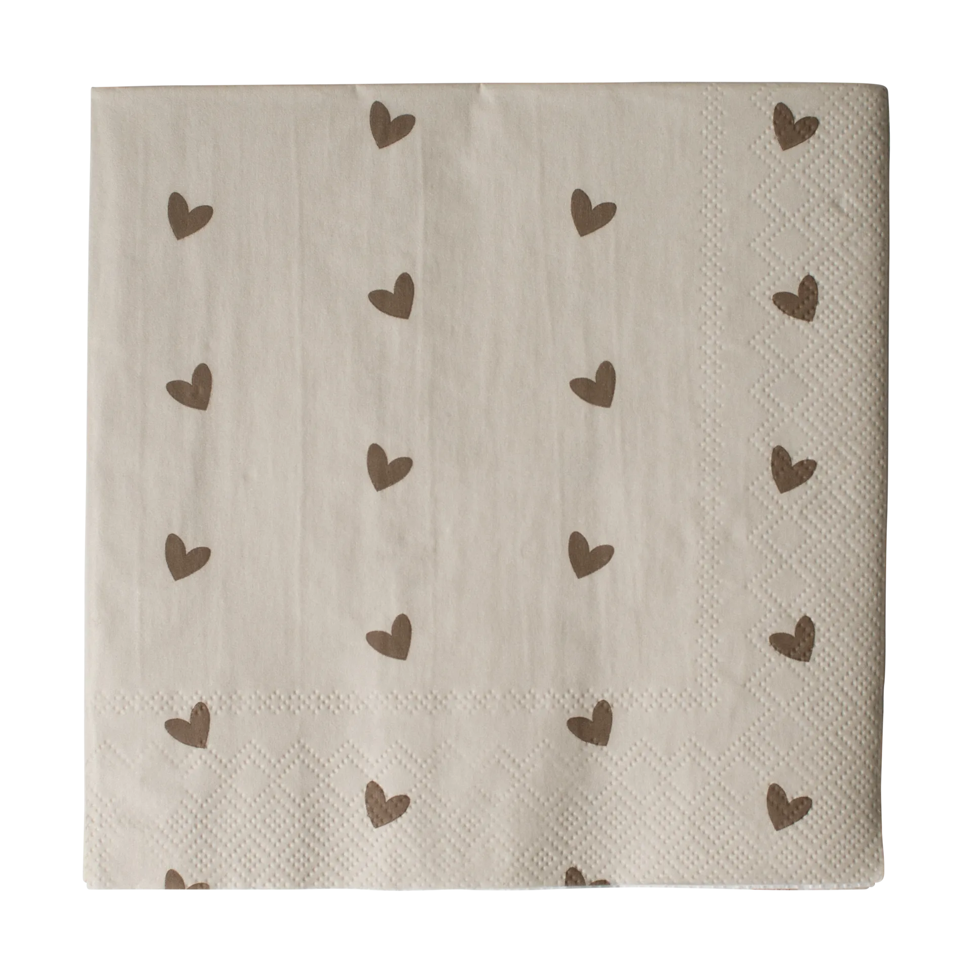 Heart paper napkin 33x33 cm 20-pack, Brown-beige DBKD