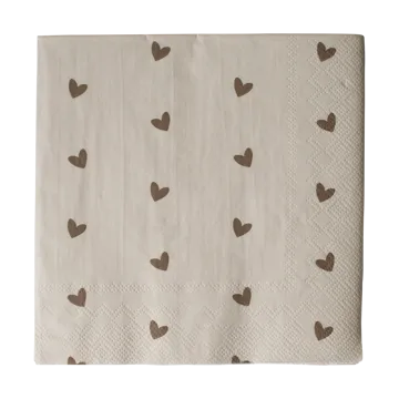 Heart paper napkin 33x33 cm 20-pack - Brown-beige - DBKD