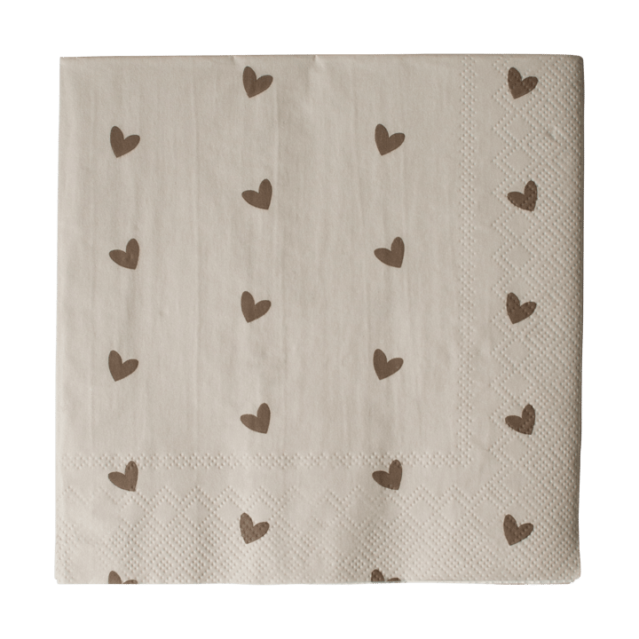 Heart paper napkin 33x33 cm 20-pack - Brown-beige - DBKD