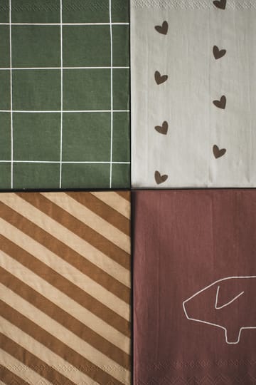 Heart paper napkin 33x33 cm 20-pack - Brown-beige - DBKD