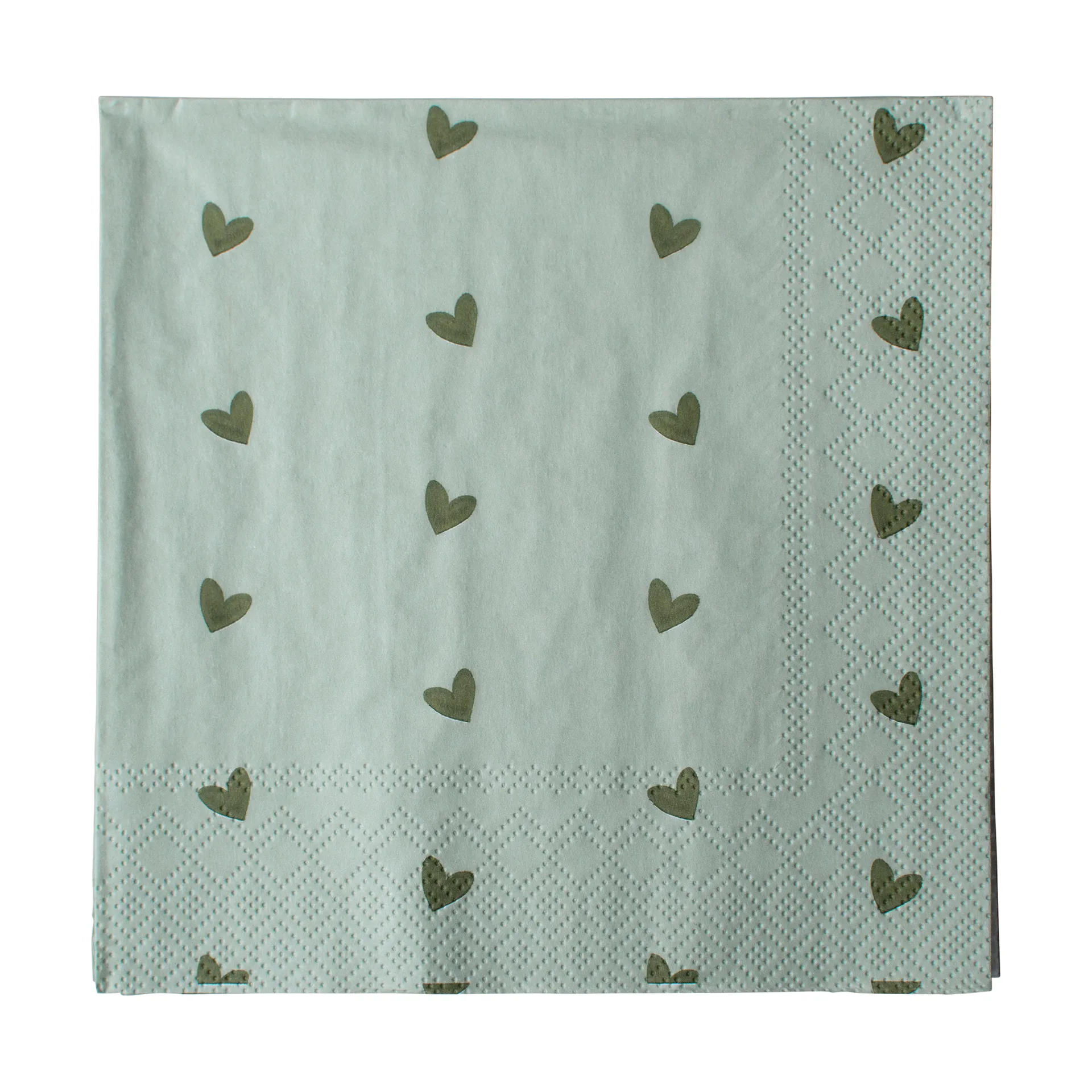 Heart paper napkin 33x33 cm 20-pack, Green DBKD