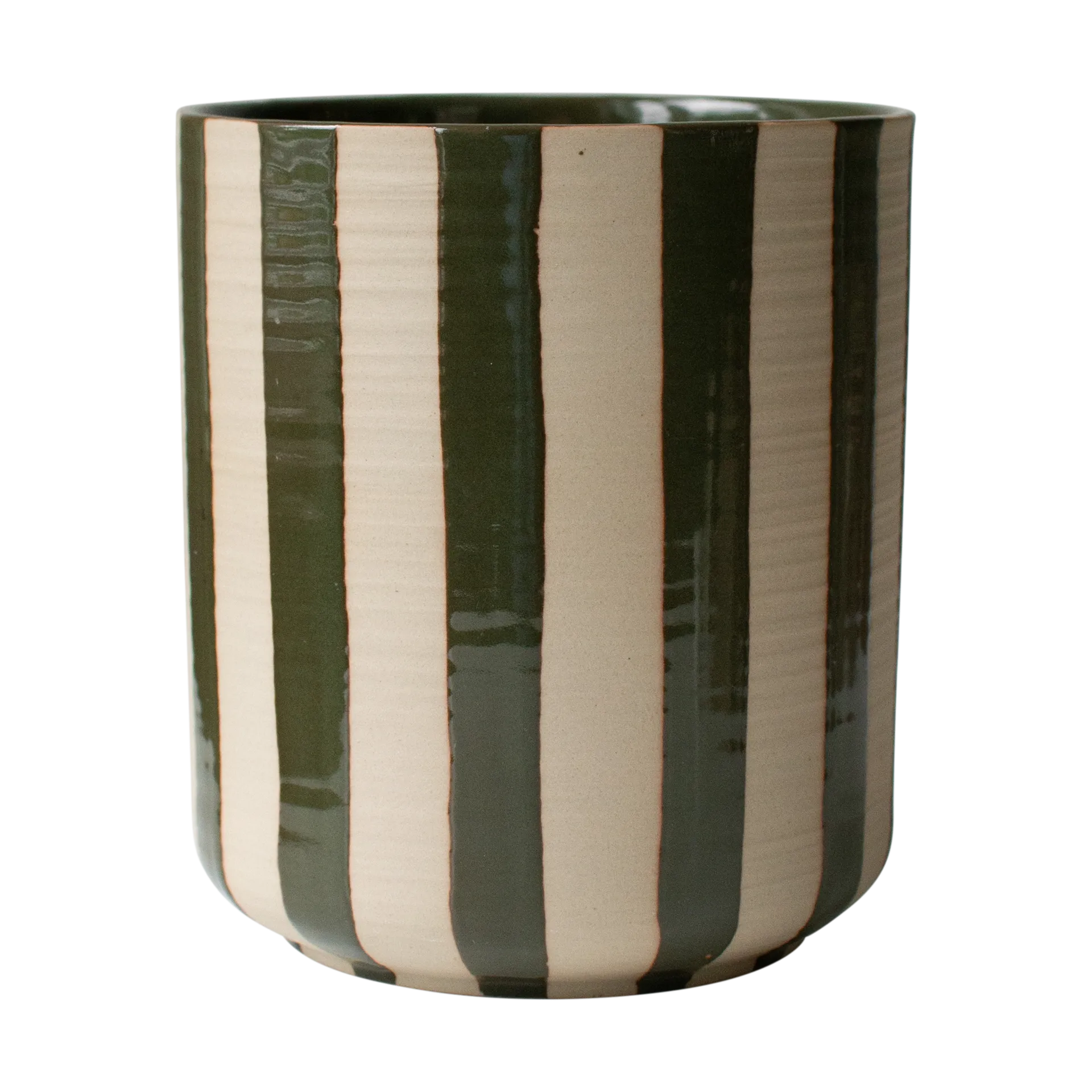 Line pot Ø14x16 cm, Stripe Green DBKD