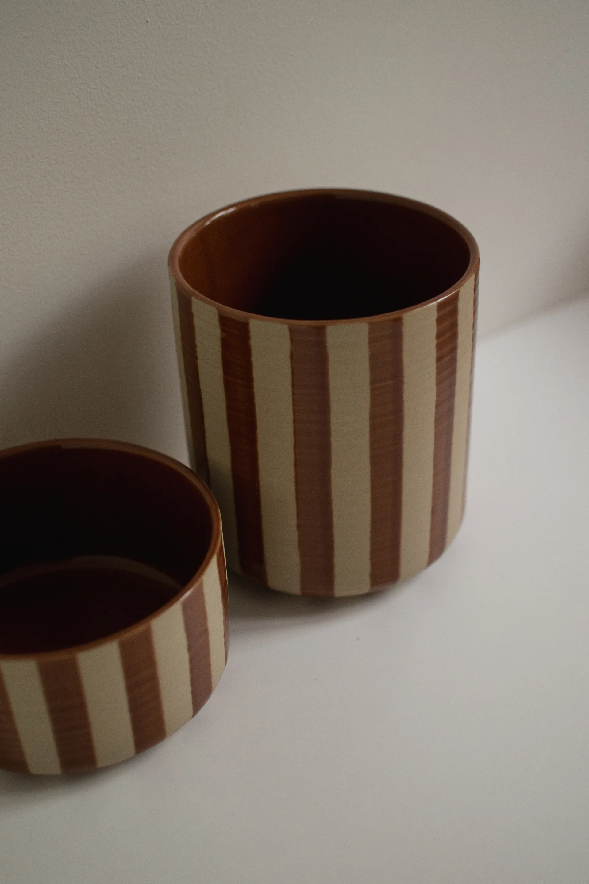Line pot Ø14x16 cm, Stripe nougat DBKD