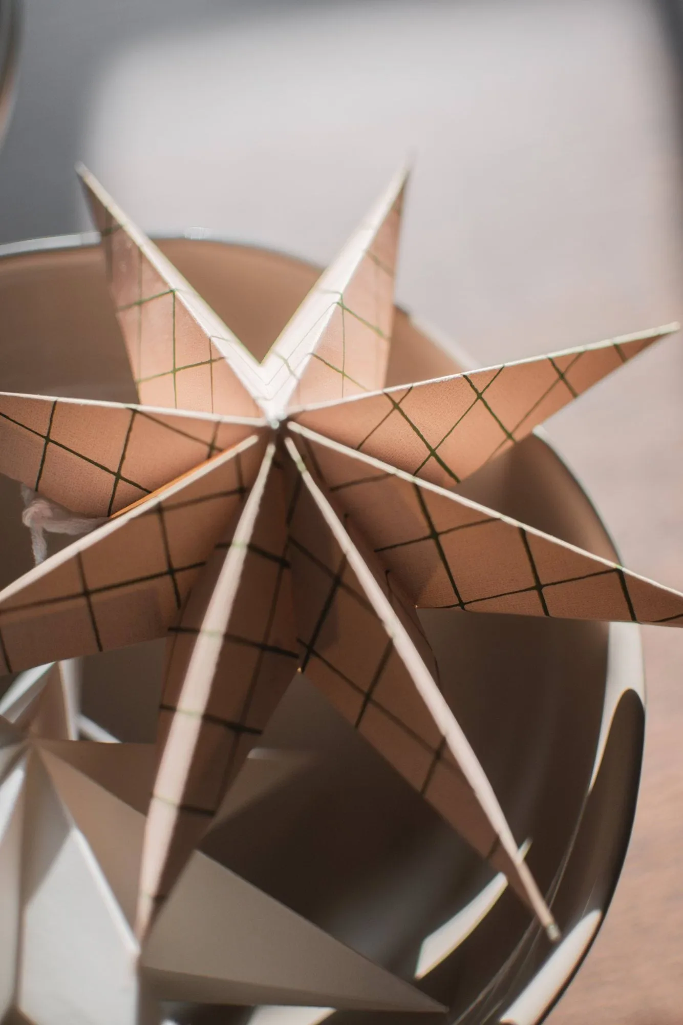 Paper winter star hanging decoration, Square sand, large, Ø19 cm DBKD