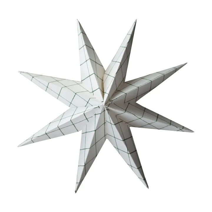 Paper winter star hanging decoration - Square white, large, Ø19 cm - DBKD
