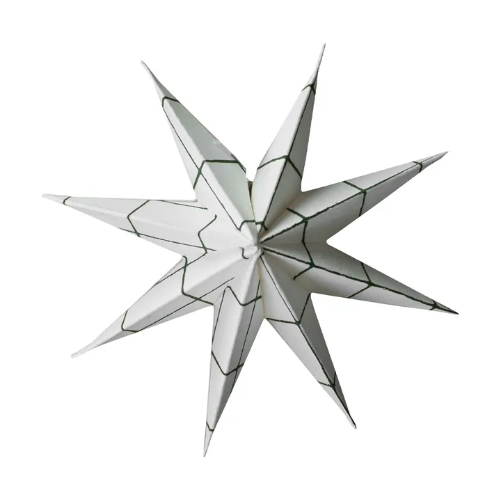 Paper winter star hanging decoration - Square white, small, Ø9 cm - DBKD