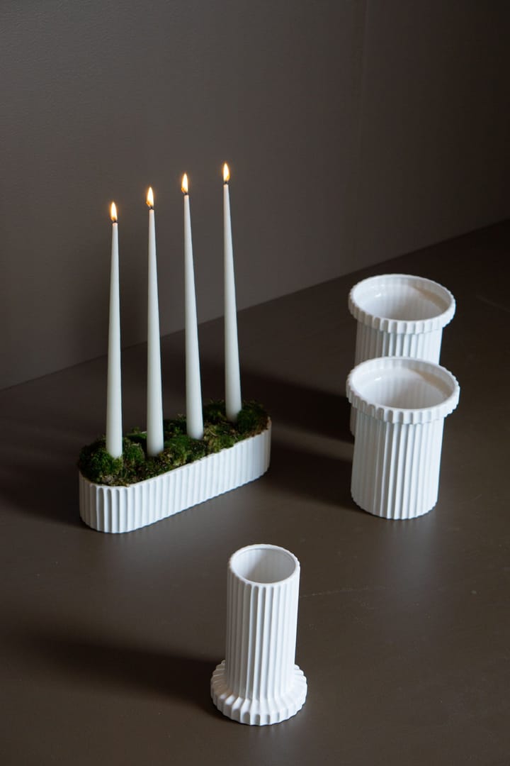 Stripe advent candle 30 cm - Shiny white - DBKD
