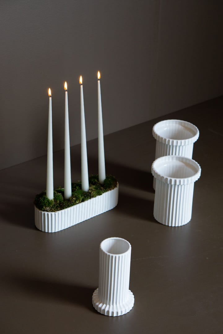 Stripe advent candle 30 cm, Shiny white DBKD