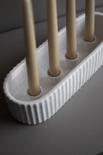 Stripe advent candle 30 cm - Shiny white - DBKD