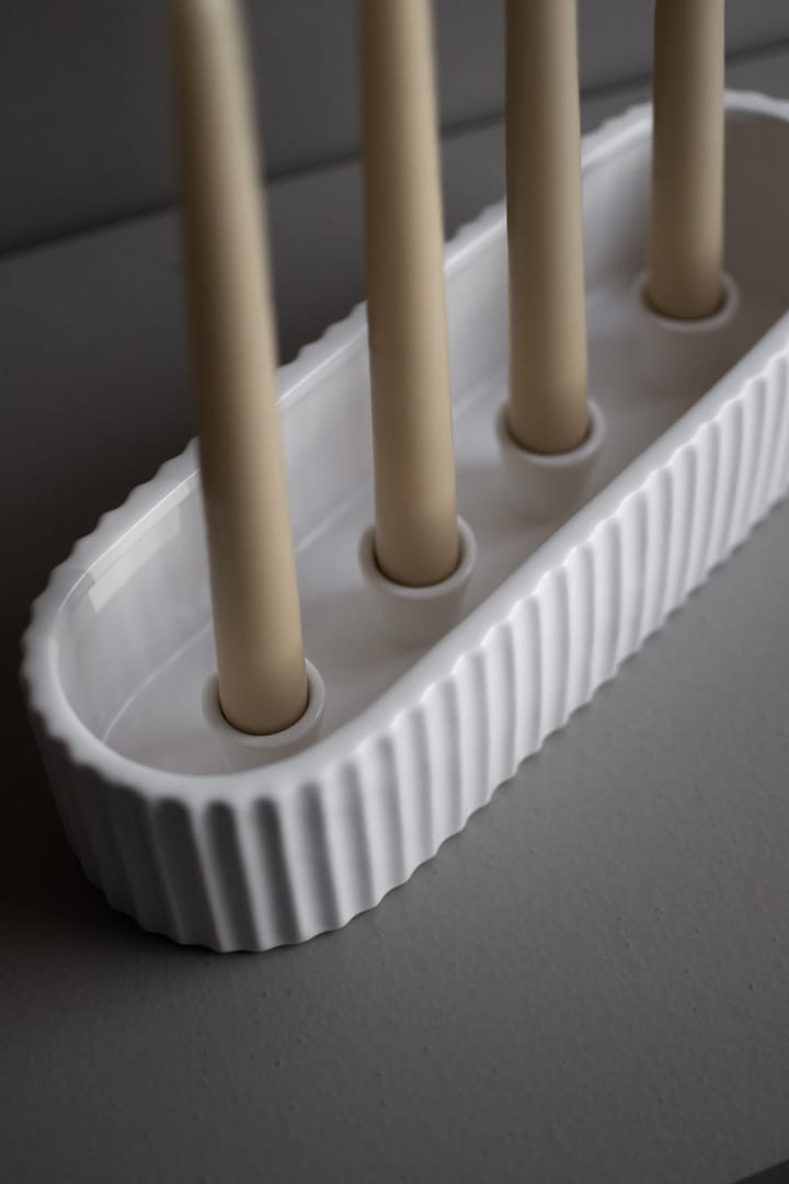 Stripe advent candle 30 cm, Shiny white DBKD