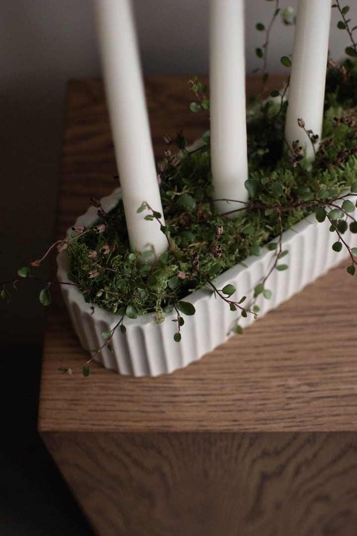 Stripe advent candle 30 cm, Shiny white DBKD