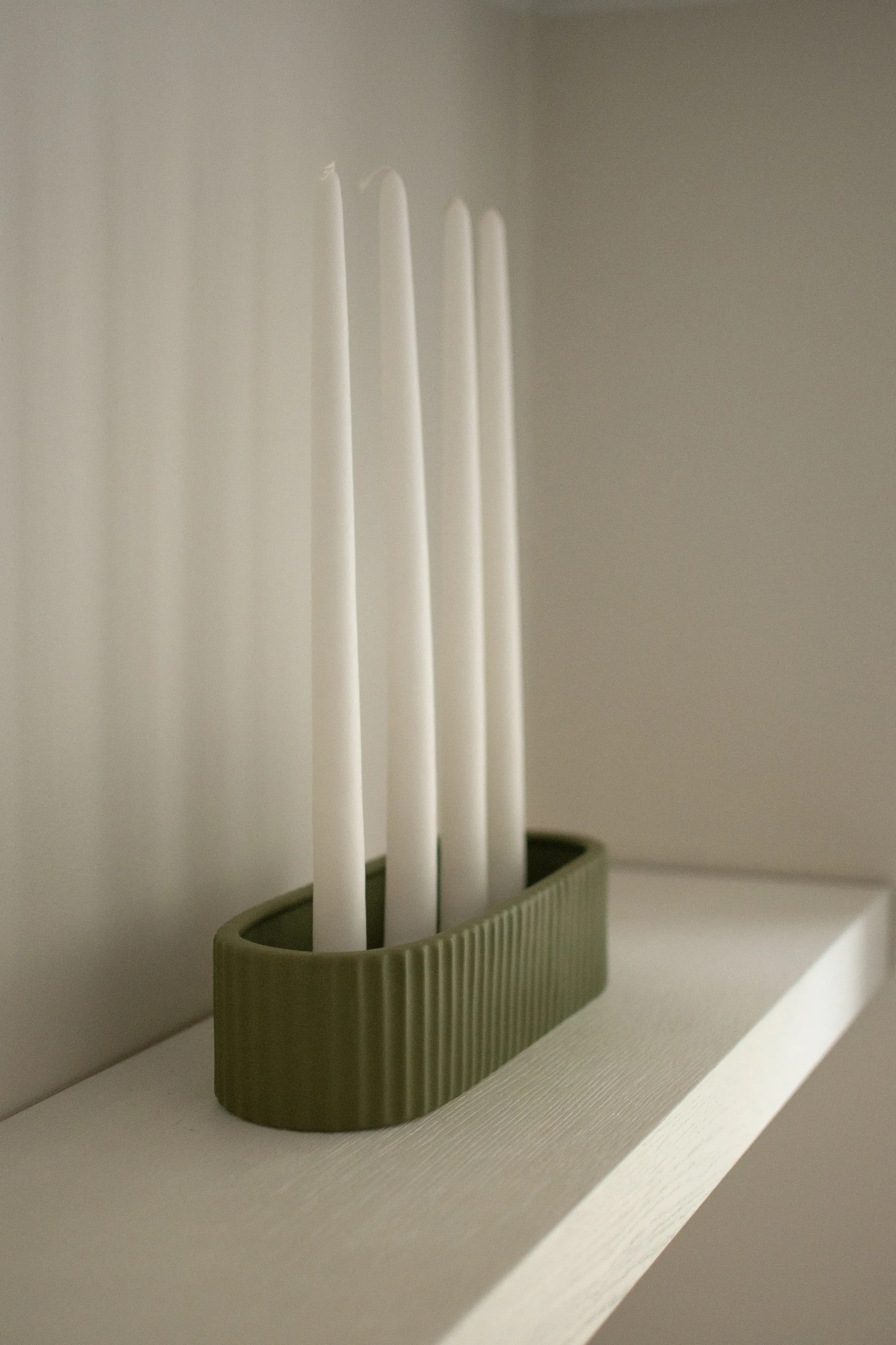 Stripe candle holder 30 cm, Green DBKD