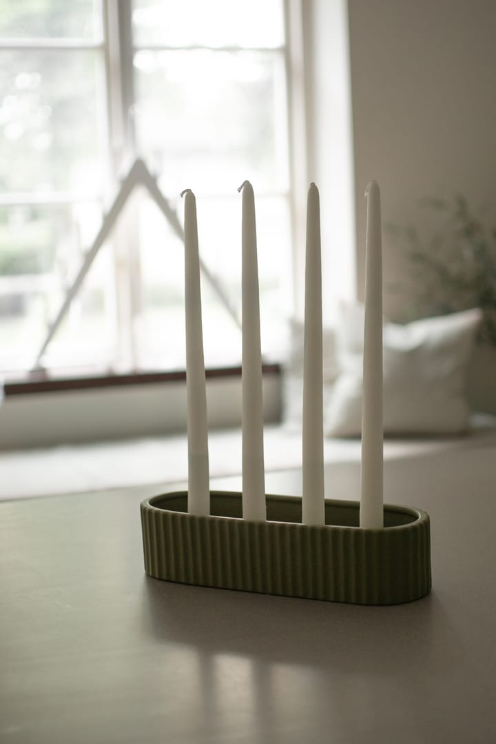 Stripe candle holder 30 cm, Green DBKD