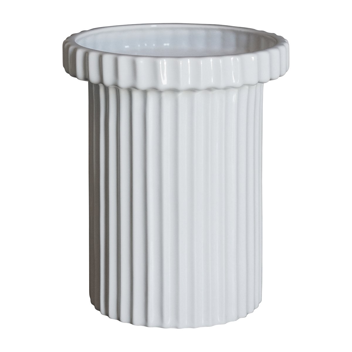 DBKD Stripe flower pot small h18 cm o12 cm Shiny white