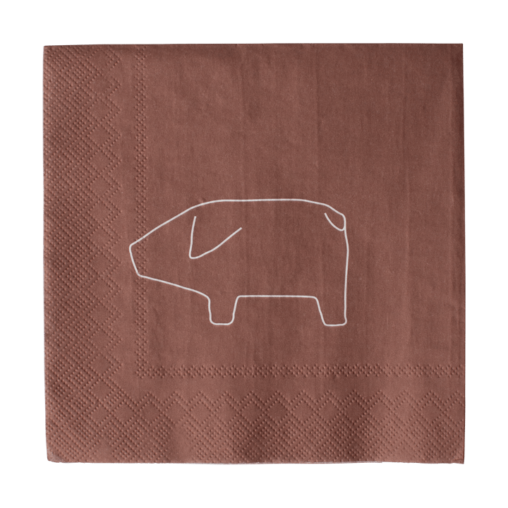 Swedish pig paper napkin 33x33 cm 20-pack - Red - DBKD