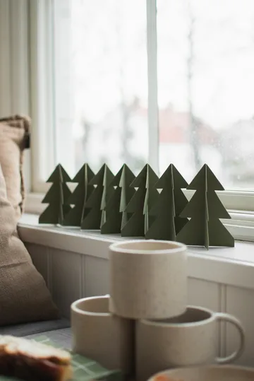 Tree in a row decoration - Green, 7x60 cm - DBKD