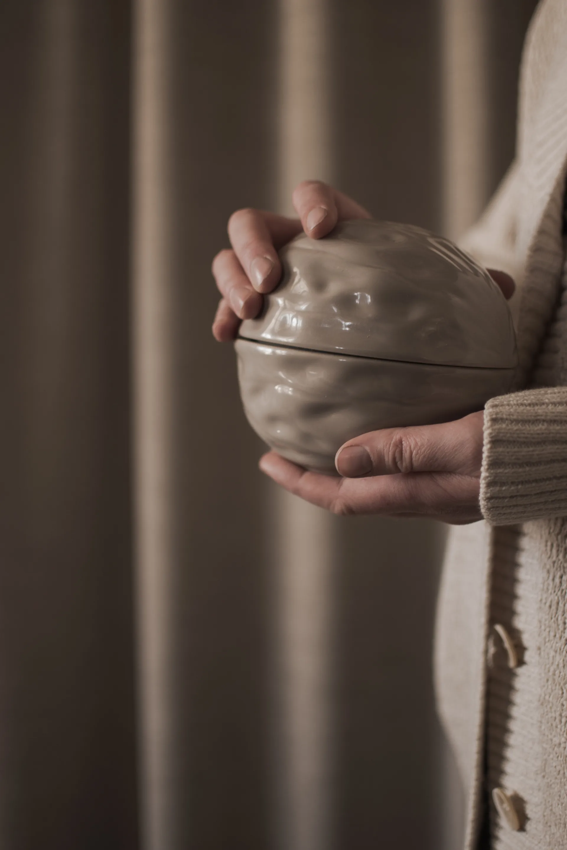 Walnut bowl with lid, Shiny mole DBKD