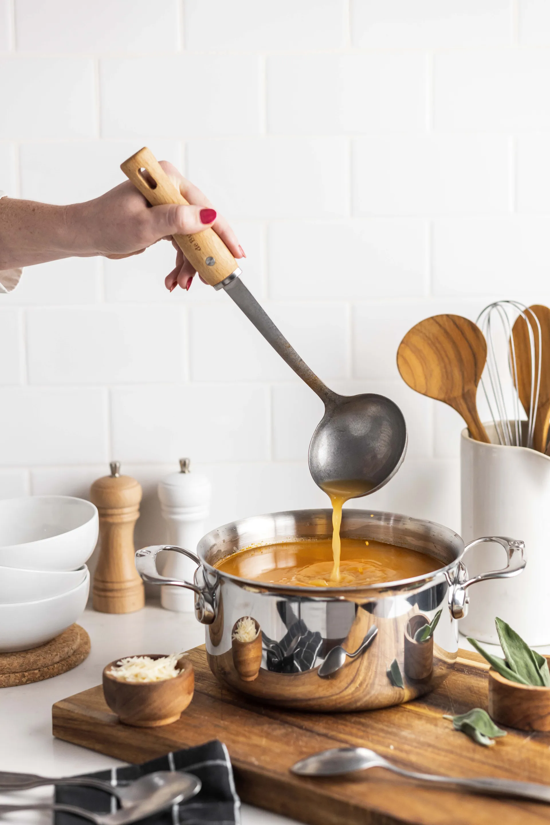 De Buyer B Bois soup ladle with wooden handle, Stainless steel De Buyer