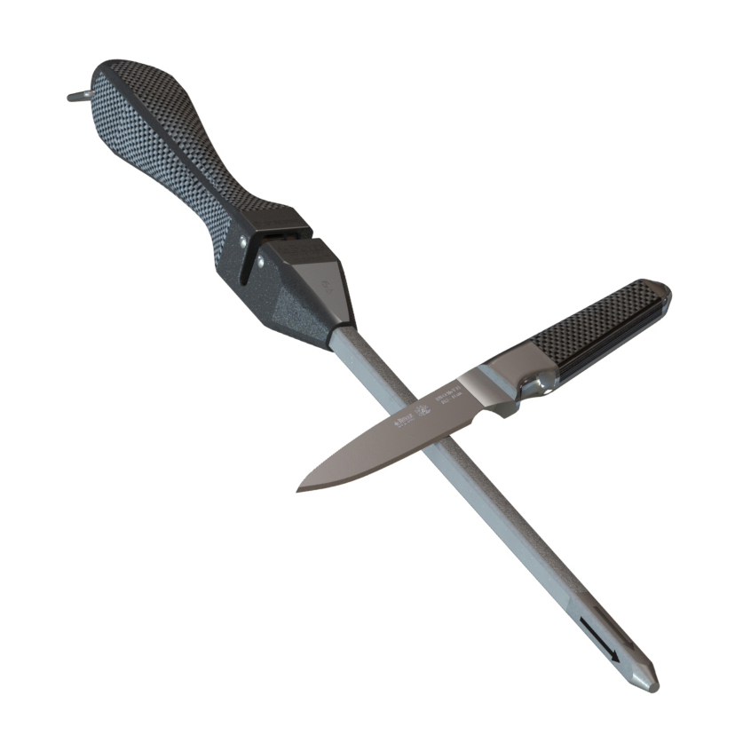 Quintum Sharpening steel rod with knife sharpener from De Buyer