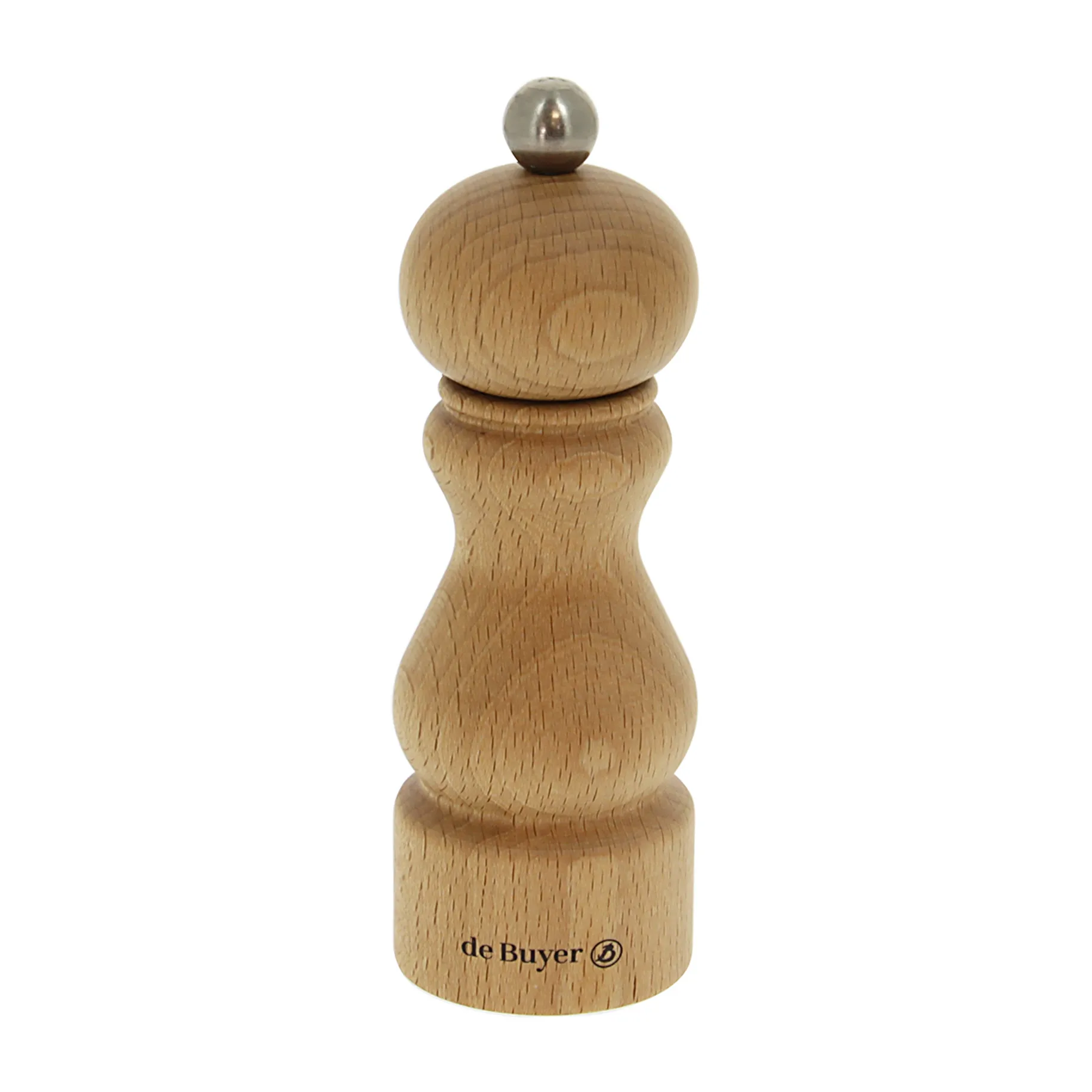 Rumba salt and pepper mill ceramic 14 cm, Beech wood - light De Buyer