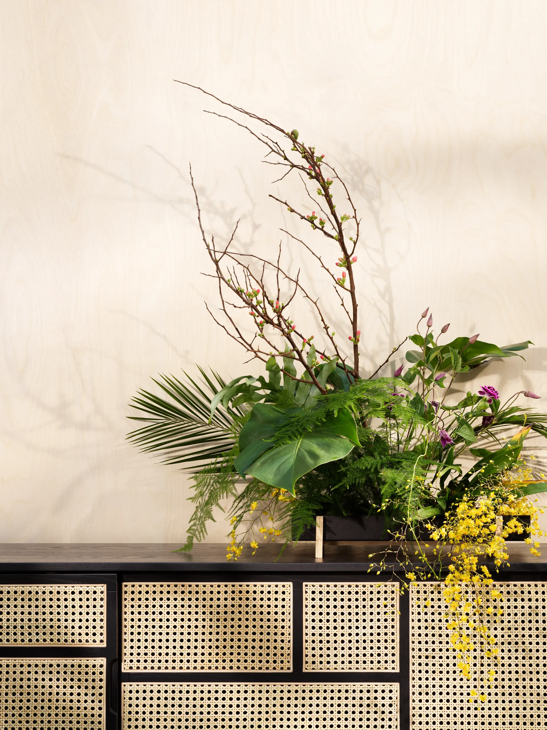 Air side table low, Black, rattan Design House Stockholm